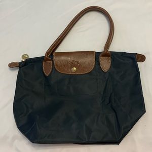Longchamp Le Pliage Original M Tote Bag Navy Recycled Canvas Gold Tone Hardware